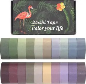 Mooker 20 Rolls Washi Tape Set, Colored Masking Tape, Decorative Nature Colored Tapes for Arts, DIY Crafts, Bullet Journals, Scrapbooking - 15mm Wide Mooker 20 Rolls Washi Tape Set, Colored Masking Tape, Decorative Nature Colored Tapes for Arts, DIY Crafts, Bullet Journals, Scrapbooking - 15mm Wide