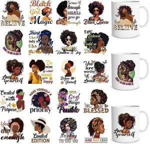 20 Sheets African American Women UV DTF Cup Wrap Transfer Sticker | Black Women Affirmation UVDTF Wraps, Waterproof Transfer Decals, for 16oz Glass Cups Mug Tumblers, Strong Adhesion 20 Sheets African American Women UV DTF Cup Wrap Transfer Sticker | Black Women Affirmation UVDTF Wraps, Waterproof Transfer Decals, for 16oz Glass Cups Mug Tumblers, Strong Adhesion