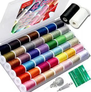 All Purpose Sewing Thread Set - 42 Assorted Rainbow Color Series and White Black Handy Polyester Thread Kit Includes 9 Hand Needles, 2 Needle Threaders, Suitable for Hand and Machine Sewing All Purpose Sewing Thread Set - 42 Assorted Rainbow Color Series and White Black Handy Polyester Thread Kit Includes 9 Hand Needles, 2 Needle Threaders, Suitable for Hand and Machine Sewing
