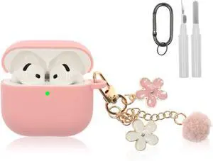 Compatible with AirPods 4 Case, Premium Soft Silicone Protective Case Cover for Apple AirPods 4th Generation with Cleaner Kit Keychain Accessories for Women Girls Compatible with AirPods 4 Case, Premium Soft Silicone Protective Case Cover for Apple AirPods 4th Generation with Cleaner Kit Keychain Accessories for Women Girls