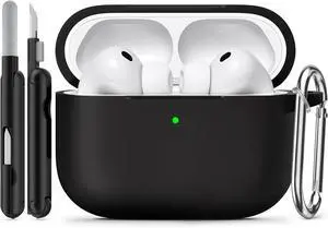 for AirPods Pro 3 Case (2025),Soft Silicone Protective Cover Compatible with Apple AirPods Pro 3rd Generation Case with Cleaning Kit for Women Men,Air pods Pro Accessories with Keychain,Black for AirPods Pro 3 Case (2025),Soft Silicone Protective Cover Compatible with Apple AirPods Pro 3rd Generation Case with Cleaning Kit for Women Men,Air pods Pro Accessories with Keychain,Black