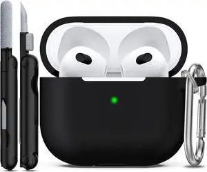 R-fun for AirPods 3 Case Silicone Cover, Black | Compatible with Apple AirPods 3rd Generation (2021) with Keychain & Cleaner Kit, Wireless Charging Compatible R-fun for AirPods 3 Case Silicone Cover, Black | Compatible with Apple AirPods 3rd Generation (2021) with Keychain & Cleaner Kit, Wireless Charging Compatible