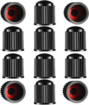 The Upgraded Version has a Sealing Ring Tire Valve Stem Caps (12pcs Black) The Upgraded Version has a Sealing Ring Tire Valve Stem Caps (12pcs Black)