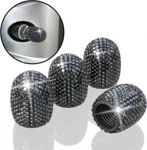 4Pcs Car Tire Valve Stem Caps Black Bling Tire Air Cap Car Accessories | Universal Stem Covers, Plastic Liner Corrosion Resistant Tires Valve Cap with O Rubber Ring,Crystal Diamond 4Pcs Car Tire Valve Stem Caps Black Bling Tire Air Cap Car Accessories | Universal Stem Covers, Plastic Liner Corrosion Resistant Tires Valve Cap with O Rubber Ring,Crystal Diamond