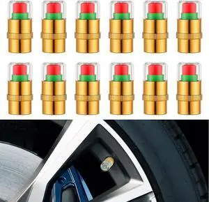 12PCS Car Tire Pressure Monitor Valve Stem Caps 3-Color Tire Pressure Caps Alarm Tires Indicator Sensor Indicator Universal Valve Stem Cap for Cars, SUVs, Trucks, Motorcycles, Bicycles 12PCS Car Tire Pressure Monitor Valve Stem Caps 3-Color Tire Pressure Caps Alarm Tires Indicator Sensor Indicator Universal Valve Stem Cap for Cars, SUVs, Trucks, Motorcycles, Bicycles