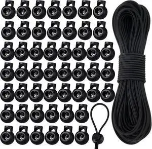 Patelai 50 Pieces Cord Locks Spring Toggles Stoppers Plastic Single Hole End Stopper Slider and 1/8 Inch 66 Feet Elastic Bungee Cord for Drawstring Shoelaces Clothing Bags(Black, Round Style) Patelai 50 Pieces Cord Locks Spring Toggles Stoppers Plastic Single Hole End Stopper Slider and 1/8 Inch 66 Feet Elastic Bungee Cord for Drawstring Shoelaces Clothing Bags(Black, Round Style)