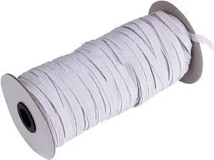 70-Yards Length 1/4" Width White Braided Elastic Cord/Elastic 70-Yards Length 1/4" Width White Braided Elastic Cord/Elastic