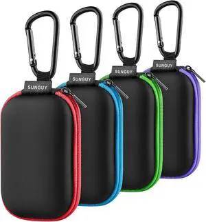 SUNGUY Earbuds Case 4Pack, Rectangle Earbuds Carrying Case, Portable Earphone Pouch Phone Accessories Organizer with Carabiner for Earphone, in-Ear Headphones, Earbud, SD Card, USB Charging Cable SUNGUY Earbuds Case 4Pack, Rectangle Earbuds Carrying Case, Portable Earphone Pouch Phone Accessories Organizer with Carabiner for Earphone, in-Ear Headphones, Earbud, SD Card, USB Charging Cable