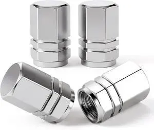 4PCS Tire Valve Stem Caps, with Rubber O-Ring, Corrosion Resistant Leak-Proof, Aluminum Alloy Universal Wheel Valve Covers for Cars, SUV, Trucks, Bikes, Motorcycles, Bicycles(Silver) 4PCS Tire Valve Stem Caps, with Rubber O-Ring, Corrosion Resistant Leak-Proof, Aluminum Alloy Universal Wheel Valve Covers for Cars, SUV, Trucks, Bikes, Motorcycles, Bicycles(Silver)