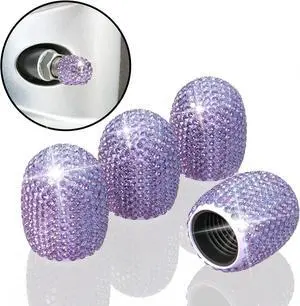 4Pcs Car Tire Valve Stem Caps Purple Bling Tire Air Cap Car Accessories | Universal Stem Covers, Plastic Liner Corrosion Resistant Tires Valve Cap with O Rubber Ring,Crystal Diamond 4Pcs Car Tire Valve Stem Caps Purple Bling Tire Air Cap Car Accessories | Universal Stem Covers, Plastic Liner Corrosion Resistant Tires Valve Cap with O Rubber Ring,Crystal Diamond