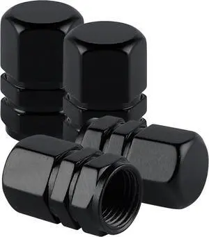 Aluminum Tire Stem Valve Caps Wheel Valve Covers Car Dustproof Tire Cap Cover Accessories, Universal for SUV, Car, Bike and Motorcycle, Hexagon Shape (4PCS Black) Aluminum Tire Stem Valve Caps Wheel Valve Covers Car Dustproof Tire Cap Cover Accessories, Universal for SUV, Car, Bike and Motorcycle, Hexagon Shape (4PCS Black)