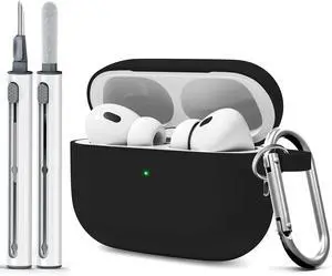 for AirPods Pro 2 Case with Cleaner Kit, Compatible with Airpods Pro 2nd/1st Generation Case (USB-C Cable) with Keychain for Women and Men,Black for AirPods Pro 2 Case with Cleaner Kit, Compatible with Airpods Pro 2nd/1st Generation Case (USB-C Cable) with Keychain for Women and Men,Black