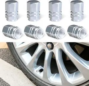 Ziciner 8 PCS Car Tire Valve Stem Caps, Aluminum Alloy Wheel Valve Covers with Rubber O-Ring, Corrosion Resistant Leak-Proof Tire Air Cap Set, Universal for SUV, Truck, Motorcycle, Bike (Silver) Ziciner 8 PCS Car Tire Valve Stem Caps, Aluminum Alloy Wheel Valve Covers with Rubber O-Ring, Corrosion Resistant Leak-Proof Tire Air Cap Set, Universal for SUV, Truck, Motorcycle, Bike (Silver)