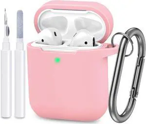 Compatible with AirPods Case Cover, Full Protective Silicone Skin Dust-Proof Designed for Apple AirPods 1st 2nd Generation with Keychain, Front LED Visible, Pink Compatible with AirPods Case Cover, Full Protective Silicone Skin Dust-Proof Designed for Apple AirPods 1st 2nd Generation with Keychain, Front LED Visible, Pink