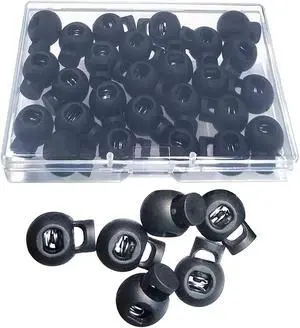25PCS Adjustable Ball Cord Lock Round Toggle Stopper Rope Spring Cord Clips | Fit for Paracord, Drawstrings, Camping, Hiking, Shoelace Replacement, Sports, Backpack,Black 25PCS Adjustable Ball Cord Lock Round Toggle Stopper Rope Spring Cord Clips | Fit for Paracord, Drawstrings, Camping, Hiking, Shoelace Replacement, Sports, Backpack,Black