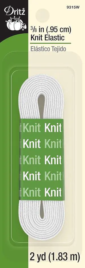 Dritz 9315W Knit Elastic, White, 3/8-Inch by 2-Yard Dritz 9315W Knit Elastic, White, 3/8-Inch by 2-Yard