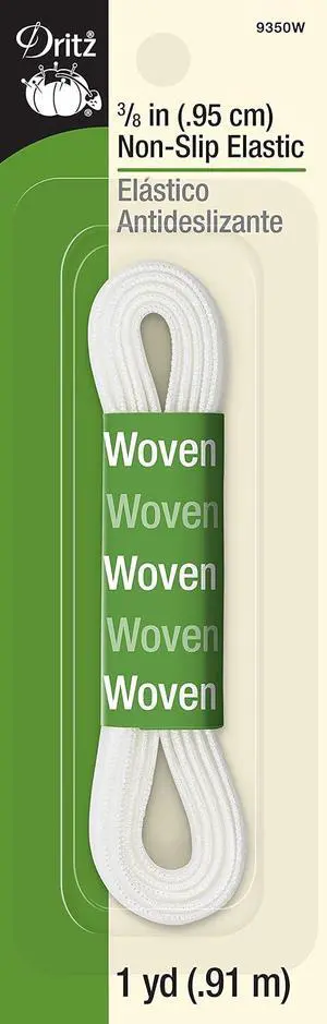 Dritz 9350W Plush-Back Non-Slip Woven Elastic, White, 3/8-Inch by 1-Yard Dritz 9350W Plush-Back Non-Slip Woven Elastic, White, 3/8-Inch by 1-Yard