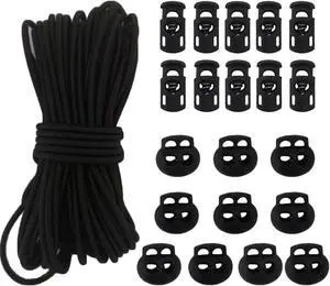 20pcs Plastic Cord Locks with 1/8-Inch 50ft Elastic Cord Heavy Stretch Round String, 10Pcs Sing-Hole, 10pcs Double-Hole Spring Toggle Stopper Slider Black (3mm-Black) 20pcs Plastic Cord Locks with 1/8-Inch 50ft Elastic Cord Heavy Stretch Round String, 10Pcs Sing-Hole, 10pcs Double-Hole Spring Toggle Stopper Slider Black (3mm-Black)
