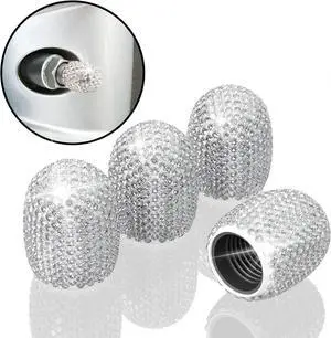 4Pcs Car Tire Valve Stem Caps White Bling Tire Air Cap Car Accessories | Universal Stem Covers, Plastic Liner Corrosion Resistant Tires Valve Cap with O Rubber Ring,Crystal Diamond 4Pcs Car Tire Valve Stem Caps White Bling Tire Air Cap Car Accessories | Universal Stem Covers, Plastic Liner Corrosion Resistant Tires Valve Cap with O Rubber Ring,Crystal Diamond