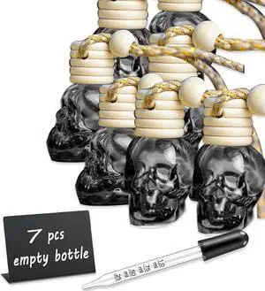 7 Pcs 8ml Hanging Car Air Freshener Diffuser,Empty Black Gradient Glass Essential Diffuser Oil Aromatherapy Fragrance Perfume Pendant Glass Vials with Wooden Caps (Skull, 8ml) 7 Pcs 8ml Hanging Car Air Freshener Diffuser,Empty Black Gradient Glass Essential Diffuser Oil Aromatherapy Fragrance Perfume Pendant Glass Vials with Wooden Caps (Skull, 8ml)