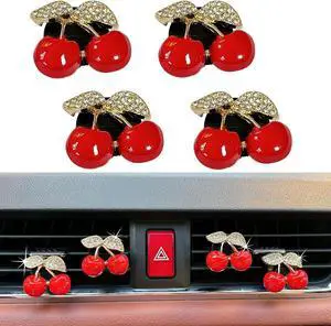 4 Pack Cute Red Cherry Car Air Vent Diffuser with Replaceable Refills, Clip-On Car Air Freshener, Auto AC Vent Decor Accessories, Aromatherapy Ornament Gift for Women 4 Pack Cute Red Cherry Car Air Vent Diffuser with Replaceable Refills, Clip-On Car Air Freshener, Auto AC Vent Decor Accessories, Aromatherapy Ornament Gift for Women