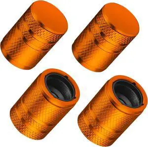 DESOUL Tire Valve Stem Caps Corrosion Resistant (4 Pack) - Orange | Aluminum Air Caps with Plastic Liner | Leak-Proof | Universal Fit for Cars, Trucks, Motorcycles DESOUL Tire Valve Stem Caps Corrosion Resistant (4 Pack) - Orange | Aluminum Air Caps with Plastic Liner | Leak-Proof | Universal Fit for Cars, Trucks, Motorcycles