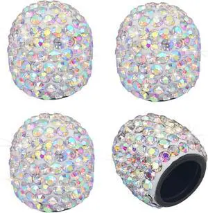 Bling Tire Valve Stem Caps 4 Pack Universal Handmade Crystal Rhinestone Chrome Car Valve Stem Covers Bling Car Accessories for Car, SU-V, Truck, Bike and Motorcycle (AB Colorful) Bling Tire Valve Stem Caps 4 Pack Universal Handmade Crystal Rhinestone Chrome Car Valve Stem Covers Bling Car Accessories for Car, SU-V, Truck, Bike and Motorcycle (AB Colorful)