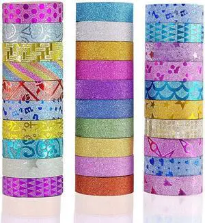 Phantomon Washi Tape Craft Tape Set 30 Roll Wide Decorative Tape for Art, DIY Decor, Scrapbook, Glitter Washi Masking Tape Phantomon Washi Tape Craft Tape Set 30 Roll Wide Decorative Tape for Art, DIY Decor, Scrapbook, Glitter Washi Masking Tape