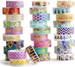 30 Rolls Gold Foil Washi Tape - 15mm Wide Cute Masking Tape for Scrapbook, Bullet Journal, Planner, Arts & Crafts 30 Rolls Gold Foil Washi Tape - 15mm Wide Cute Masking Tape for Scrapbook, Bullet Journal, Planner, Arts & Crafts
