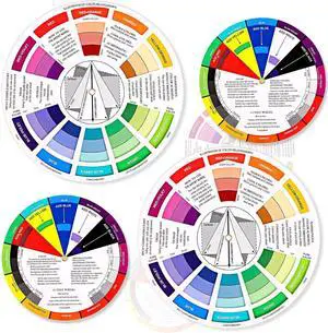 Nezyo 4 Pcs Color Wheel Paint Mixing Learning Guide Art Class Teaching Tool | Color Wheels Makeup Blending Board Chart Mixed Guide Mix, 5.5 Inches, 9 Inches Nezyo 4 Pcs Color Wheel Paint Mixing Learning Guide Art Class Teaching Tool | Color Wheels Makeup Blending Board Chart Mixed Guide Mix, 5.5 Inches, 9 Inches