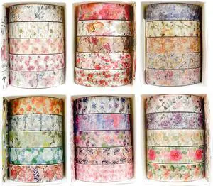 Flowers Washi Tape Set 30 Rolls Floral Patterns Decorative Skinny Slim Masking Tapes for Arts, DIY Crafts, Journals, Planners, Scrapbook, Wrapping (Blossoms Flourish) Flowers Washi Tape Set 30 Rolls Floral Patterns Decorative Skinny Slim Masking Tapes for Arts, DIY Crafts, Journals, Planners, Scrapbook, Wrapping (Blossoms Flourish)