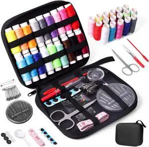JUNING Sewing Kit with Case Portable Sewing Supplies for Mom Grandma Women Men Teen Girls Boys Home Traveler, Adults, Beginner, Emergency, Contains Thread, Scissors, Needles,Measuring Tape and More JUNING Sewing Kit with Case Portable Sewing Supplies for Mom Grandma Women Men Teen Girls Boys Home Traveler, Adults, Beginner, Emergency, Contains Thread, Scissors, Needles,Measuring Tape and More