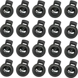 TIHOOD 100PCS Plastic Toggle Single Hole Spring Loaded Elastic Drawstring Rope Cord Locks Clip Ends Round Ball Shape Luggage Lanyard Stopper Sliding Fastener Buttons, Black TIHOOD 100PCS Plastic Toggle Single Hole Spring Loaded Elastic Drawstring Rope Cord Locks Clip Ends Round Ball Shape Luggage Lanyard Stopper Sliding Fastener Buttons, Black