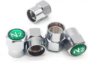 GODESON Chrome Plated Brass Tire Valve Stem Caps N2 Nitrogen Sign Logo on The Top, 5 pcs/Set (Additional 1pcs Spare). GODESON Chrome Plated Brass Tire Valve Stem Caps N2 Nitrogen Sign Logo on The Top, 5 pcs/Set (Additional 1pcs Spare).