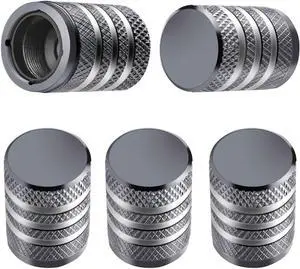 DECURCAR Tire Valve Stem Caps 5 Pack Universal - Gray | Tire Air Caps Aluminum with Plastic Liner TPMS Safe Corrosion Resistant Dust Proof Universal for Car Truck Motorcycle Bike DECURCAR Tire Valve Stem Caps 5 Pack Universal - Gray | Tire Air Caps Aluminum with Plastic Liner TPMS Safe Corrosion Resistant Dust Proof Universal for Car Truck Motorcycle Bike