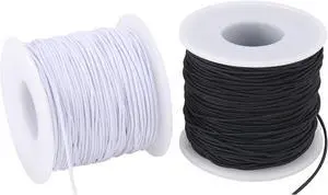 Stretchy String for Bracelets, 2 Rolls 0.8mm,1 mm,1.5mm,330 Feet Sturdy Elastic String for Jewelry Making, Necklaces, Beading and Crafts (White Black (1.0mm)) Stretchy String for Bracelets, 2 Rolls 0.8mm,1 mm,1.5mm,330 Feet Sturdy Elastic String for Jewelry Making, Necklaces, Beading and Crafts (White Black (1.0mm))