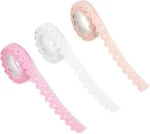 PATIKIL 0.6" Wide 2 Yards Self-Adhesive Lace Tape Lace Ribbon, 3 Pack Cotton Washi Trim Stickers Masking for Craft Scrapbooking DIY Card Making, 3 Colors PATIKIL 0.6" Wide 2 Yards Self-Adhesive Lace Tape Lace Ribbon, 3 Pack Cotton Washi Trim Stickers Masking for Craft Scrapbooking DIY Card Making, 3 Colors