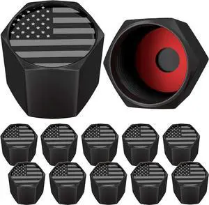SAMIKIVA American Flag Tire Valve Stem Caps, USA with O Rubber Ring, Universal Stem Covers for Cars, SUVs, Bike, Bicycle, Trucks, Motorcycles, Airtight Heavy Duty (12 Pack) (Black Gray USA (12 Pack)) SAMIKIVA American Flag Tire Valve Stem Caps, USA with O Rubber Ring, Universal Stem Covers for Cars, SUVs, Bike, Bicycle, Trucks, Motorcycles, Airtight Heavy Duty (12 Pack) (Black Gray USA (12 Pack))