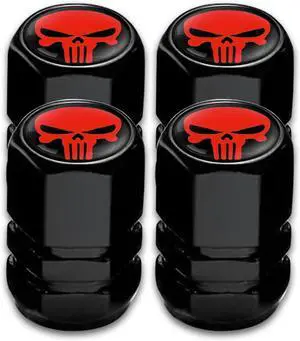 Ajxn Pack-4 Skull Tire Valve Stem Caps, Airtight Dust Proof Covers for Car Wheel, Universal Tire Air Valve Caps Fits Cars Trucks Motorcycles SUVs and Bikes, Car Wheels Protection Accessories (Red) Ajxn Pack-4 Skull Tire Valve Stem Caps, Airtight Dust Proof Covers for Car Wheel, Universal Tire Air Valve Caps Fits Cars Trucks Motorcycles SUVs and Bikes, Car Wheels Protection Accessories (Red)