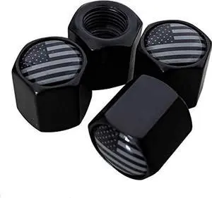 TACTILIAN American Flag Tire Valve Stem Caps 4 Pack | Black Subdued Aluminum with Rubber O-Ring Air Leakproof Valve Caps Cover fits Cars, Trucks, Bikes, Motorcycles, Bicycles Tire Caps TACTILIAN American Flag Tire Valve Stem Caps 4 Pack | Black Subdued Aluminum with Rubber O-Ring Air Leakproof Valve Caps Cover fits Cars, Trucks, Bikes, Motorcycles, Bicycles Tire Caps