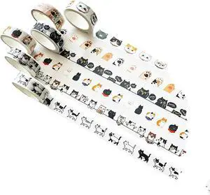 OUDEKE Cute Cartoon Cat Tapes 6Rolls 0.59'' x 16.4ft Washi Tapes for Scrapbooking DIY Journals Decorations, Reusable Washi Cats Tapes for Notebooks Phone Case Decorations OUDEKE Cute Cartoon Cat Tapes 6Rolls 0.59'' x 16.4ft Washi Tapes for Scrapbooking DIY Journals Decorations, Reusable Washi Cats Tapes for Notebooks Phone Case Decorations