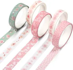 5 Rolls Sakura Washi Tape Set Floral Decorative Tapes Cute Flowers Patterns Tape Japanese Arts Adhesive Tapes Modern Arts Masking Tapess for Art DIY Crafts Journals Scrapbooking Wrapping 5 Rolls Sakura Washi Tape Set Floral Decorative Tapes Cute Flowers Patterns Tape Japanese Arts Adhesive Tapes Modern Arts Masking Tapess for Art DIY Crafts Journals Scrapbooking Wrapping