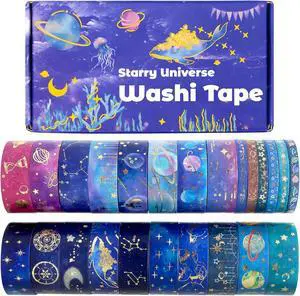 24 Rolls Washi Tape Set - Gold Foil Galaxy Decorative Masking Tape Constellation,Stars,Celestial,Adhesive Tape for Bullet Journal,Diy Craft,Scrapbooking Supplies,Gift Wrapping,Party decoration 24 Rolls Washi Tape Set - Gold Foil Galaxy Decorative Masking Tape Constellation,Stars,Celestial,Adhesive Tape for Bullet Journal,Diy Craft,Scrapbooking Supplies,Gift Wrapping,Party decoration