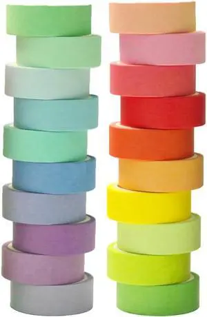 20 Rolls Washi Tape Set, Rainbow Washi Tape Colorful Masking Tape 15mm Wide, Decorative Tape for Bullet Journal, Book, Planner, Scrapbooking, DIY Arts Crafts 20 Rolls Washi Tape Set, Rainbow Washi Tape Colorful Masking Tape 15mm Wide, Decorative Tape for Bullet Journal, Book, Planner, Scrapbooking, DIY Arts Crafts