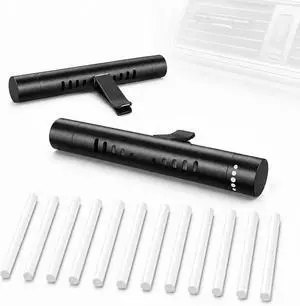 2 Pcs Car Air Essential Oil Diffuser Vent Clip Set (Black) | Premium Aluminum Air Freshener Diffuser with 12 Pcs Odorless Refill Sticks Suitable for Cars, Office, Kitchen, and Bedroom 2 Pcs Car Air Essential Oil Diffuser Vent Clip Set (Black) | Premium Aluminum Air Freshener Diffuser with 12 Pcs Odorless Refill Sticks Suitable for Cars, Office, Kitchen, and Bedroom