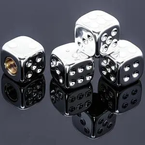 4PCS Dice Tire Valve Stem Caps, Wheels Tire Air Caps with O Rubber Ring Accessories, Corrosion Resistant Leak-Proof, Universal for Cars, SUVs, Bikes, Trucks and Motorcycles (Silver) 4PCS Dice Tire Valve Stem Caps, Wheels Tire Air Caps with O Rubber Ring Accessories, Corrosion Resistant Leak-Proof, Universal for Cars, SUVs, Bikes, Trucks and Motorcycles (Silver)