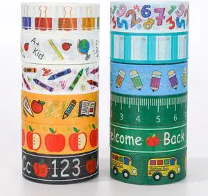 Whaline 12 Rolls Back to School Washi Tape Colorful Welcome Back to School Washi Masking Tape School Bus Ruler Crayon Decorative Paper Stickers for Scrapbook Gift Wrapping DIY Art Crafts Whaline 12 Rolls Back to School Washi Tape Colorful Welcome Back to School Washi Masking Tape School Bus Ruler Crayon Decorative Paper Stickers for Scrapbook Gift Wrapping DIY Art Crafts