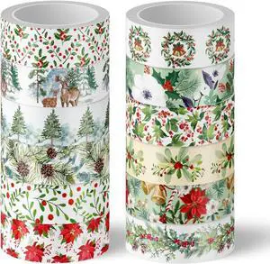 Whaline 12 Rolls Christmas Floral Washi Tape Xmas Watercolor Berry Holly Leaves Pine Cones Elk Bell Plants Masking Tape Winter Holiday Decorative Tape for Scrapbook Journal DIY Craft Gift Wrapping Whaline 12 Rolls Christmas Floral Washi Tape Xmas Watercolor Berry Holly Leaves Pine Cones Elk Bell Plants Masking Tape Winter Holiday Decorative Tape for Scrapbook Journal DIY Craft Gift Wrapping