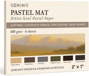 Somime 5x7 Sanded Pastel Paper Pad, 600gsm 6 Sheets of 6 Assorted Colors | Heavyweight Artist Drawing Paper Pad for Pencils and Soft Oil Charcoal Pastels Somime 5x7 Sanded Pastel Paper Pad, 600gsm 6 Sheets of 6 Assorted Colors | Heavyweight Artist Drawing Paper Pad for Pencils and Soft Oil Charcoal Pastels