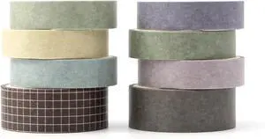 YUBBAEX 8 Rolls Basic Washi Tape Set Solid Color Grid Masking Decorative Tapes for Arts, DIY Crafts, Journals, Planners, Scrapbooking, Wrapping (Milk Tea) YUBBAEX 8 Rolls Basic Washi Tape Set Solid Color Grid Masking Decorative Tapes for Arts, DIY Crafts, Journals, Planners, Scrapbooking, Wrapping (Milk Tea)